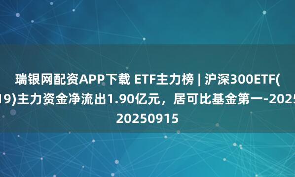 瑞银网配资APP下载 ETF主力榜 | 沪深300ETF(159919)主力资金净流出1.90亿元，居可比基金第一-20250915