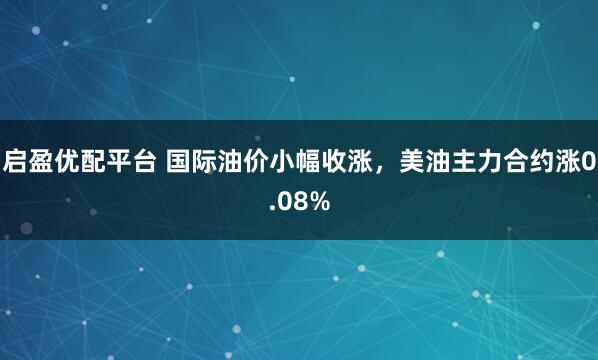 启盈优配平台 国际油价小幅收涨，美油主力合约涨0.08%